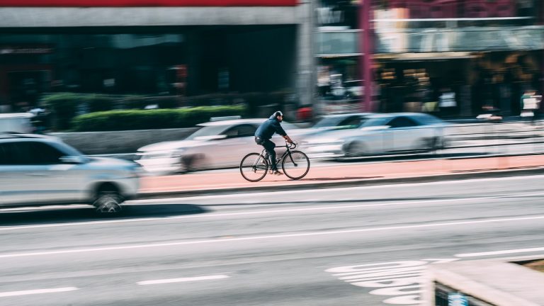 bike in the traffic