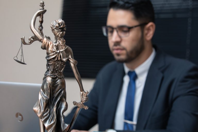 a lawyer in his desk